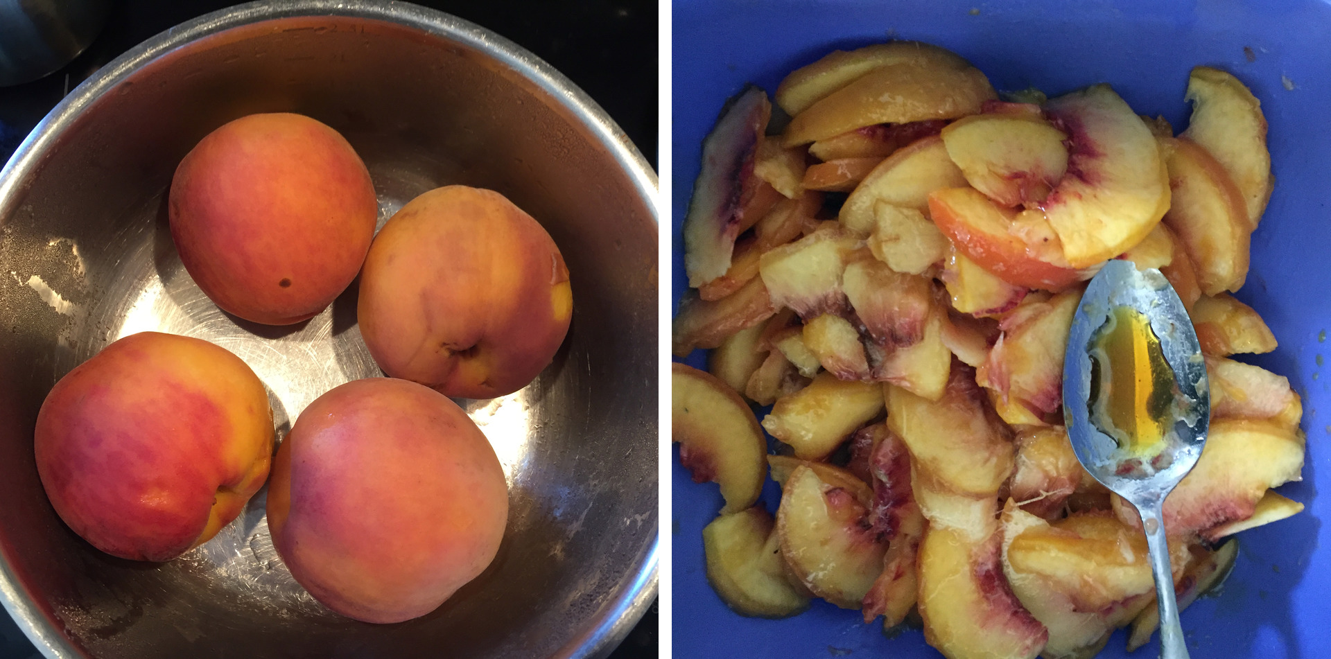 Peaches marinated in salty caramel syrop