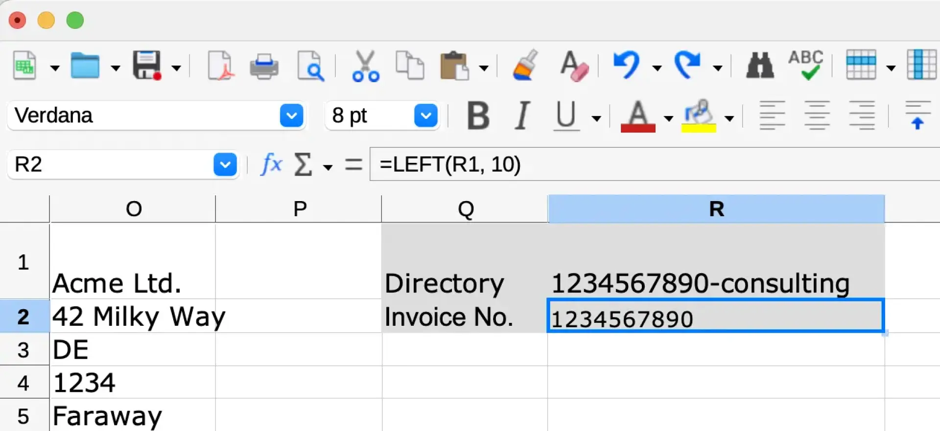 Extracting the invoice number