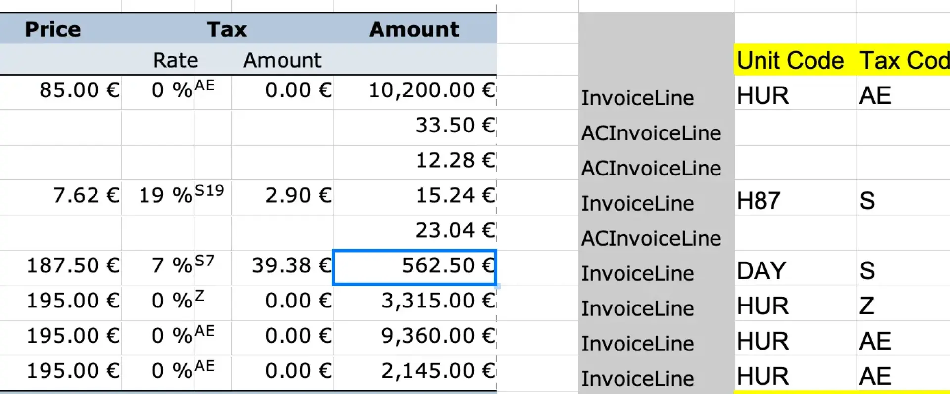 Definition verschachtelter Sections